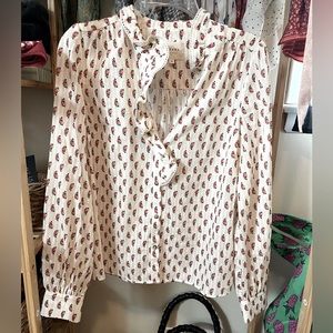 Sézane Ruffle-Collar Floral Blouse